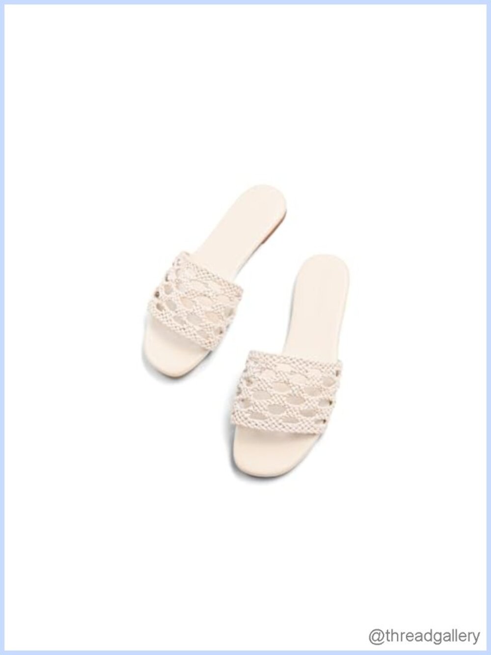 Faux Leather Flat Slide Sandals Braided Square Toe Slip On Casual Beach